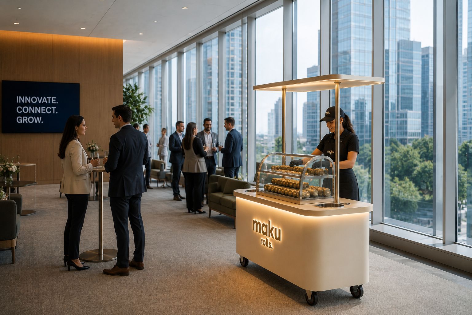 maku rolls cart at a corporate event